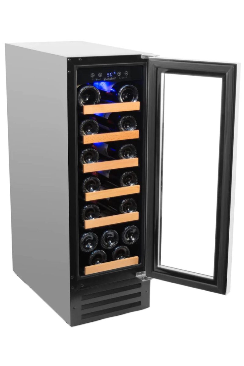 19 Bottle Single Zone Wine Cooler Stainless Steel Door Trim 2