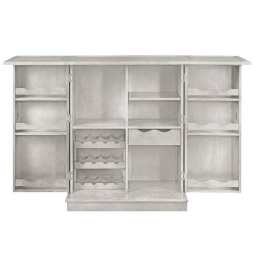 Bar Cabinet With Wine Bottle Rack Antique White 3