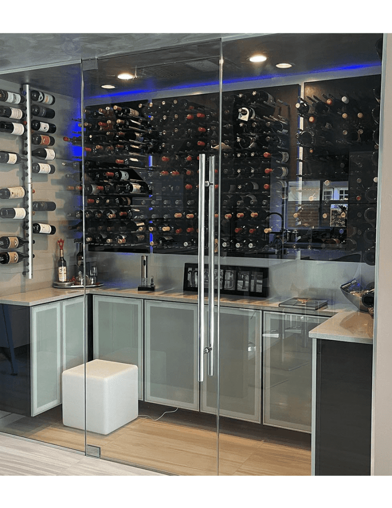 Fusion Wine Wall Panel Cork Forward Black Acrylic 9 Bottles Example 2