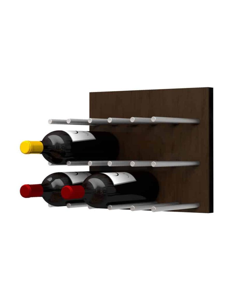 Fusion Wine Wall Panel Cork Forward Dark Finish 9 Bottles Brushed Aluminum