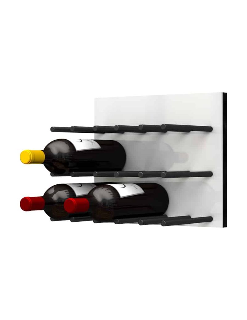 Fusion Wine Wall Panel Cork Forward White Acrylic 9 Bottles Matte Black