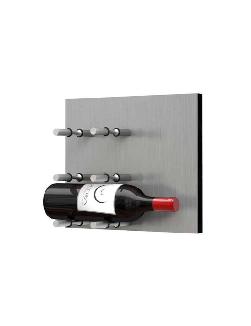 Fusion Wine Wall Panel Label Forward Alumasteel 3 Bottles Brushed Aluminum