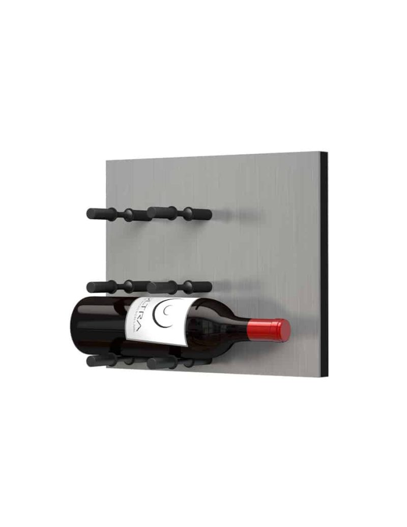 Fusion Wine Wall Panel Label Forward Alumasteel 3 Bottles Matte Black