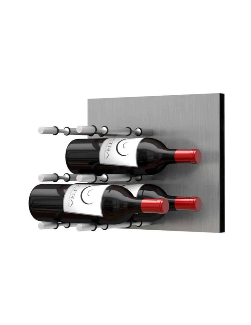 Fusion Wine Wall Panel Label Forward Alumasteel 6 Bottles Brushed Aluminum