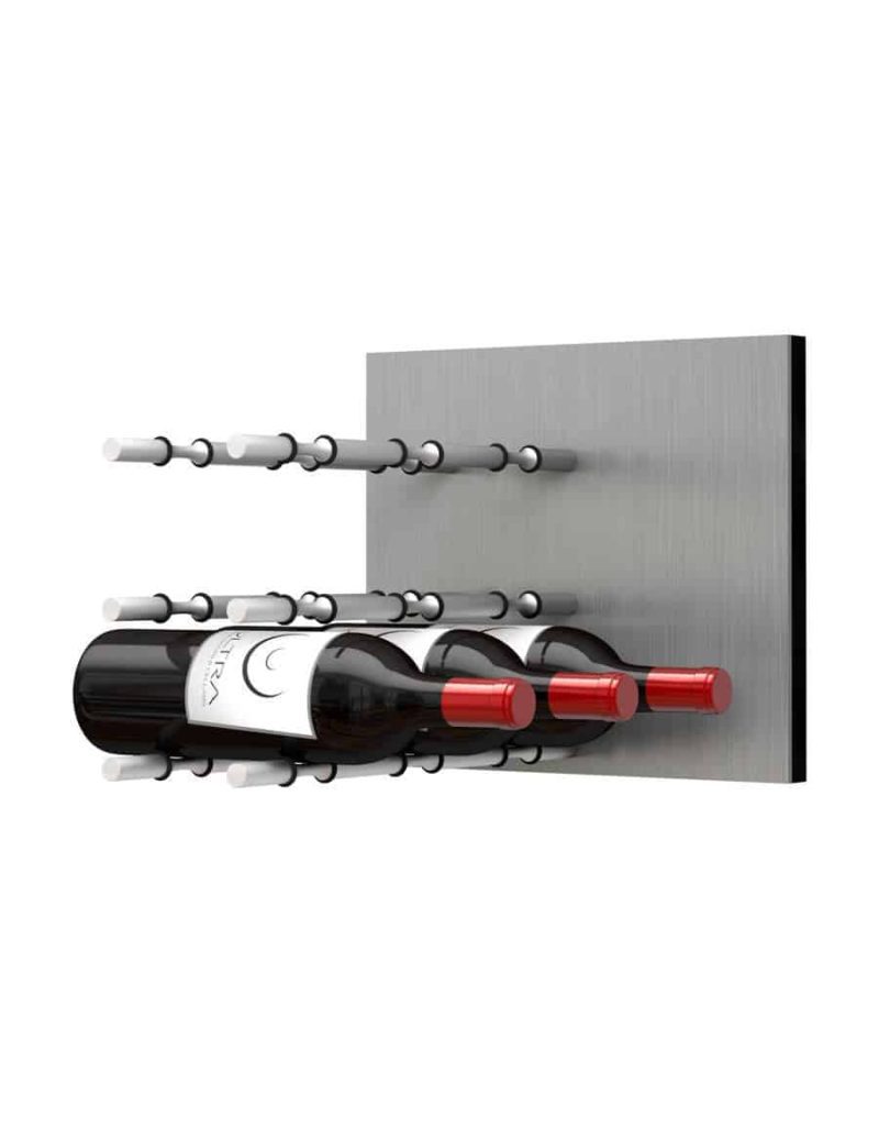 Fusion Wine Wall Panel Label Forward Alumasteel 9 Bottles Brushed Aluminum