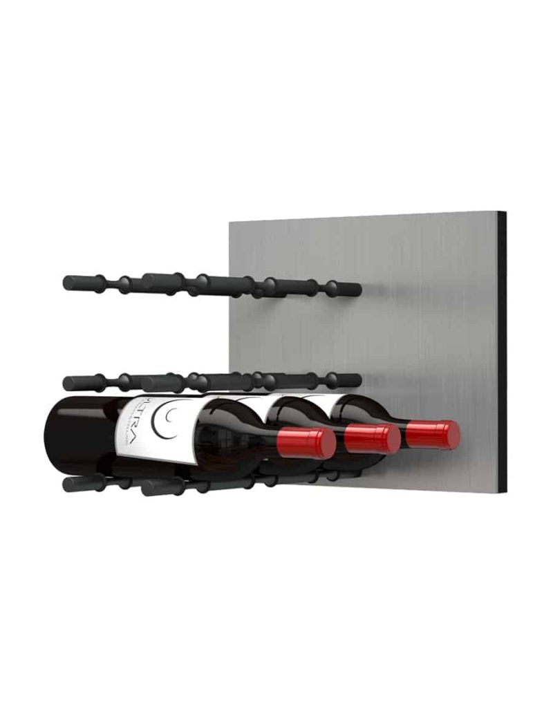 Fusion Wine Wall Panel Label Forward Alumasteel 9 Bottles Matte Black