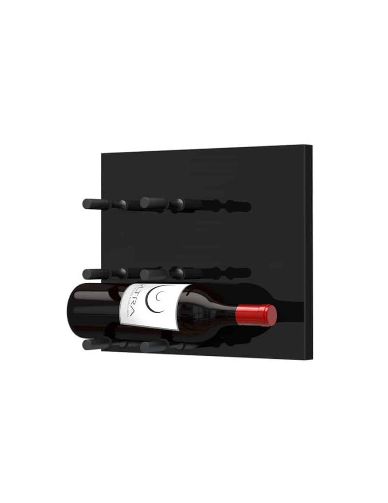 Fusion Wine Wall Panel Label Forward Black Acrylic 3 Bottles Matte Black