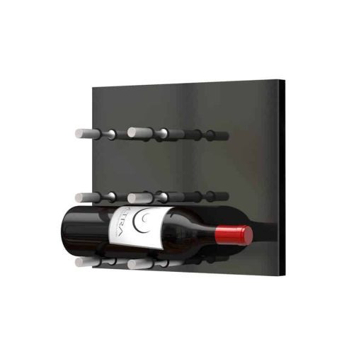 Fusion Wine Wall Panel Label Forward Black Acrylic 3 Bottles Satin Aluminum