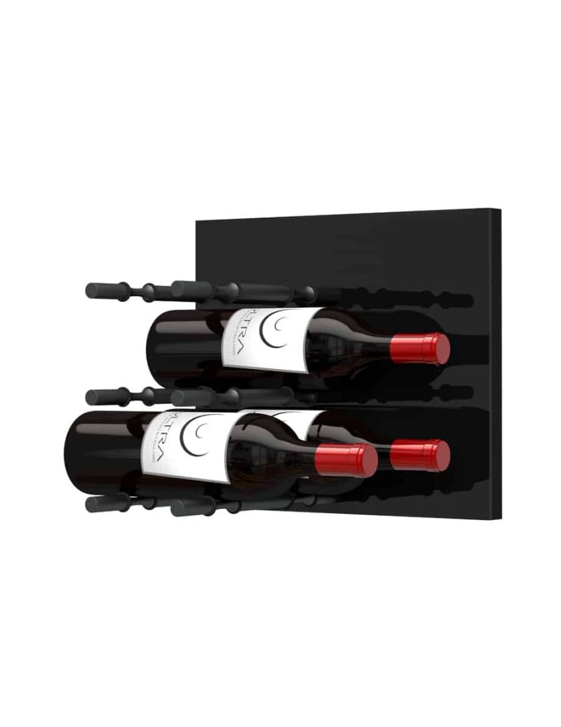 Fusion Wine Wall Panel Label Forward Black Acrylic 6 Bottles Matte Black