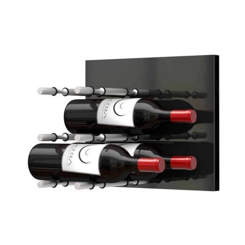 Fusion Wine Wall Panel Label Forward Black Acrylic 6 Bottles Satin Aluminum