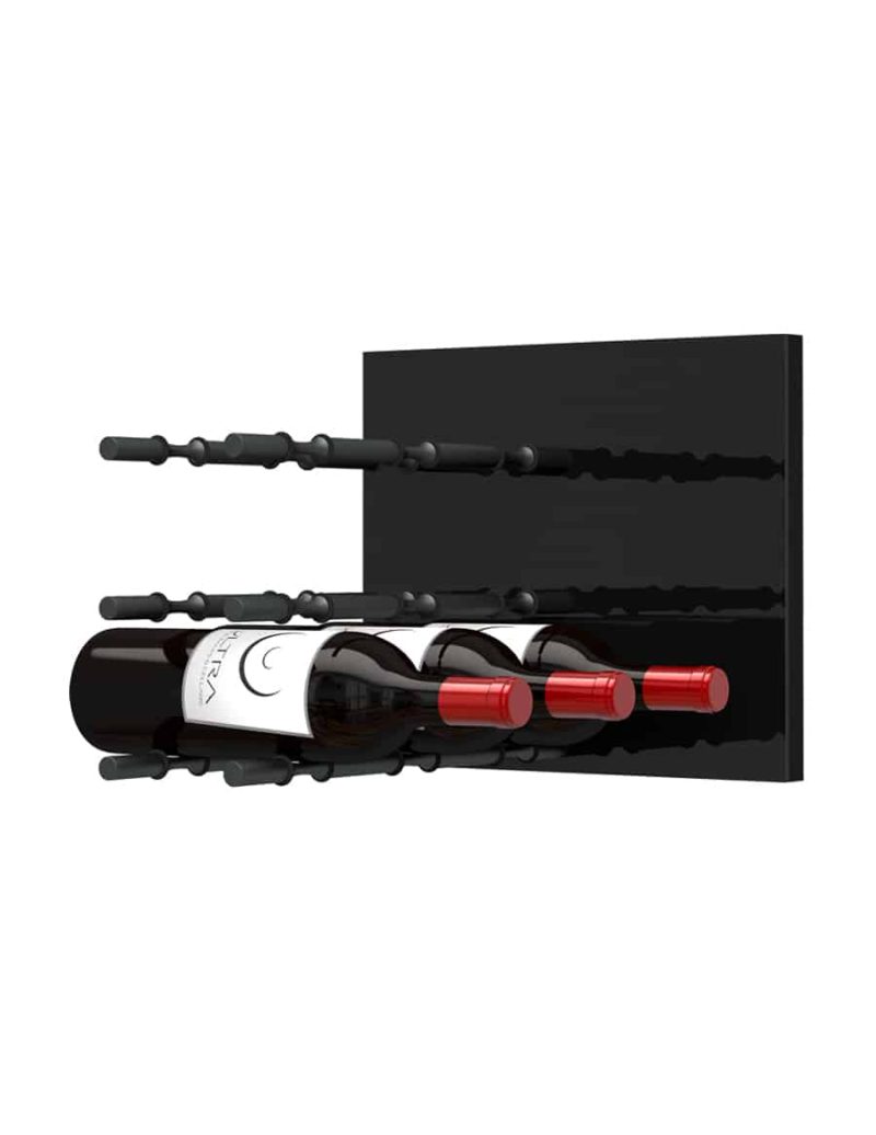 Fusion Wine Wall Panel Label Forward Black Acrylic 9 Bottles Matte Black