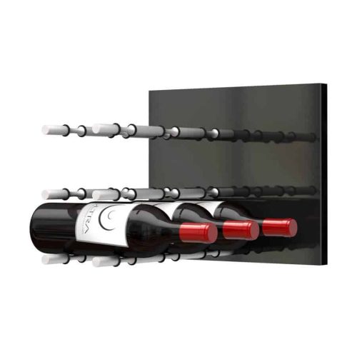 Fusion Wine Wall Panel Label Forward Black Acrylic 9 Bottles Satin Aluminum