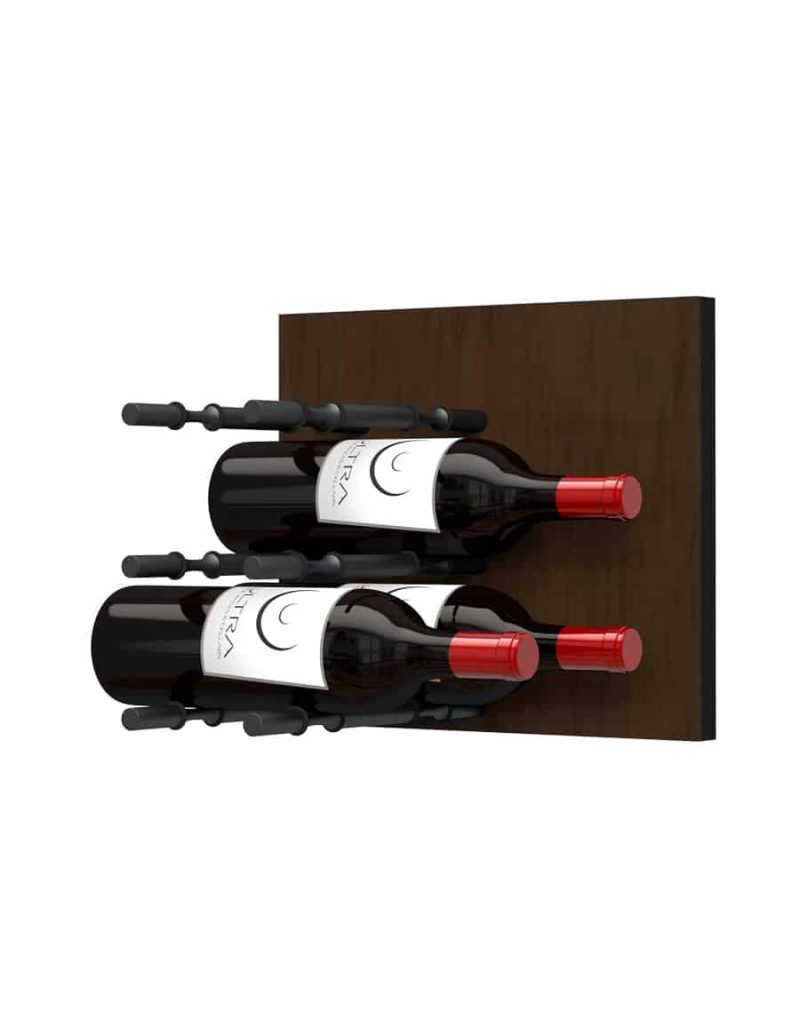 Fusion Wine Wall Panel Label Forward Dark Finish 6 Bottles Matte Black