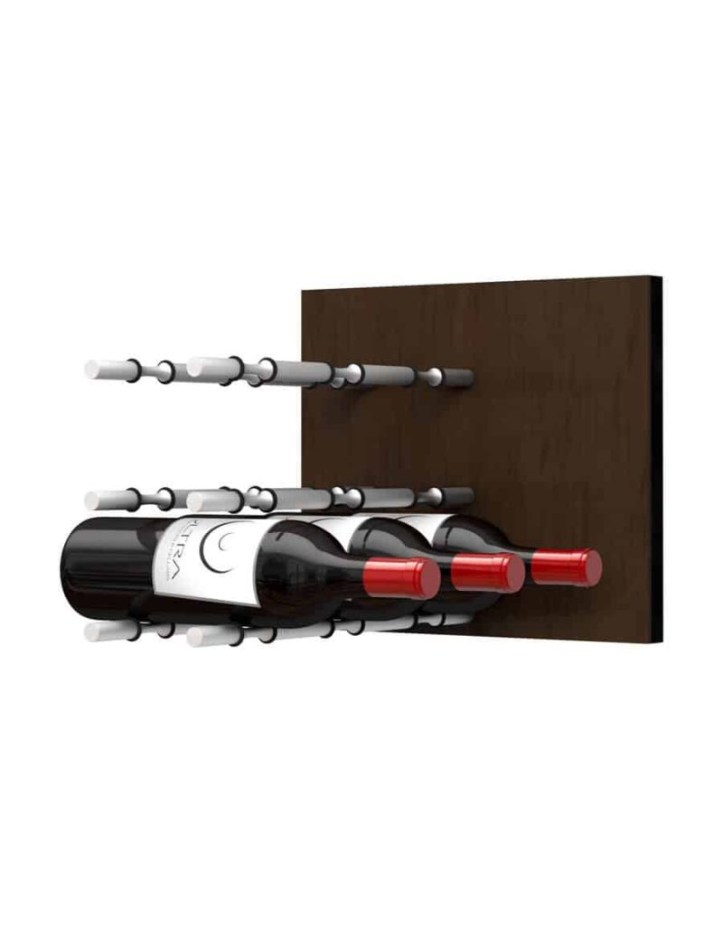 Fusion Wine Wall Panel Label Forward Dark Finish 9 Bottles Brushed Aluminum