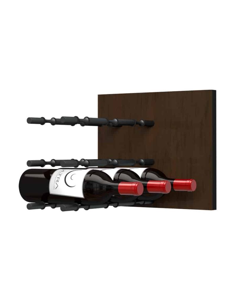 Fusion Wine Wall Panel Label Forward Dark Finish 9 Bottles Matte Black