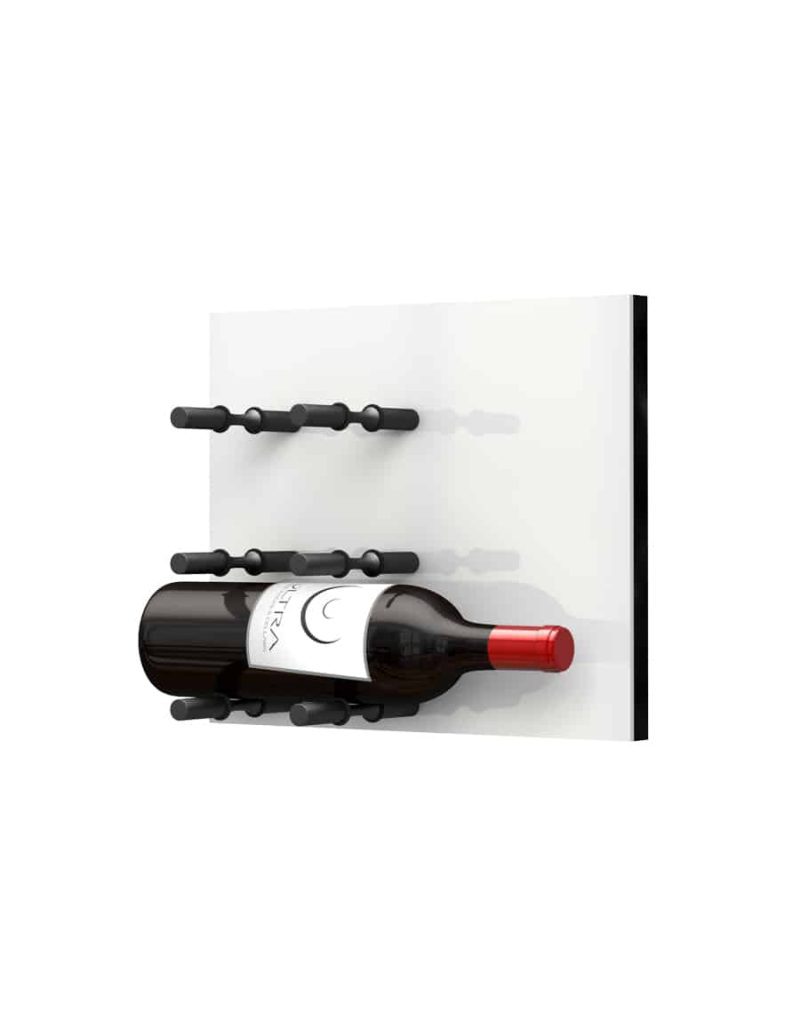 Fusion Wine Wall Panel Label Forward White Acrylic 3 Bottles Matte Black