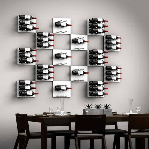 Fusion Wine Wall Panel Label Forward White Acrylic 3 To 9 Bottles Example 2