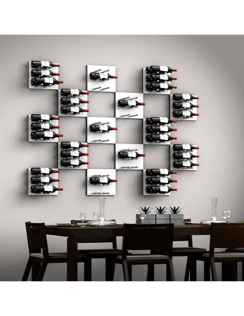 Fusion Wine Wall Panel Label Forward White Acrylic 3 To 9 Bottles Example 2