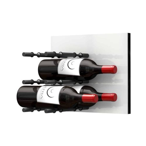 Fusion Wine Wall Panel Label Forward White Acrylic 6 Bottles Matte Black