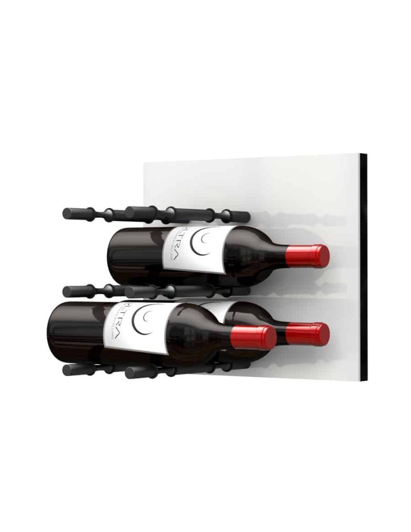 Fusion Wine Wall Panel Label Forward White Acrylic 6 Bottles Matte Black