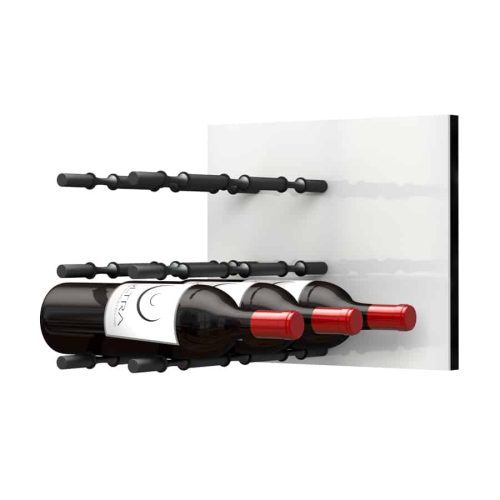 Fusion Wine Wall Panel Label Forward White Acrylic 9 Bottles Matte Black