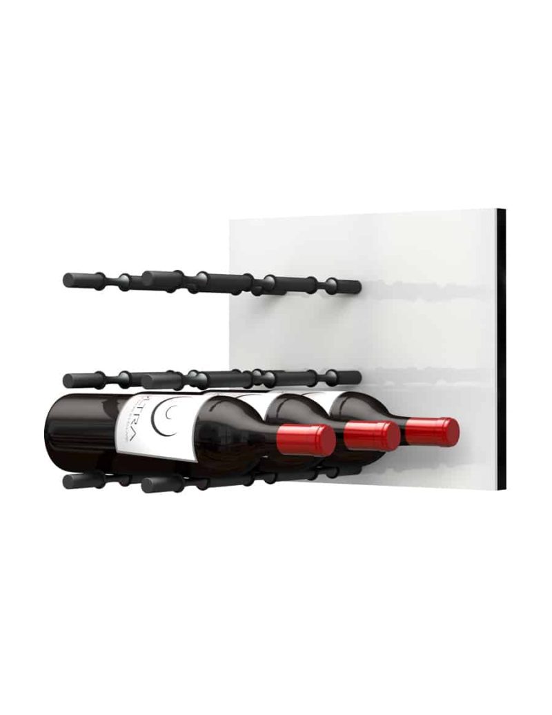 Fusion Wine Wall Panel Label Forward White Acrylic 9 Bottles Matte Black