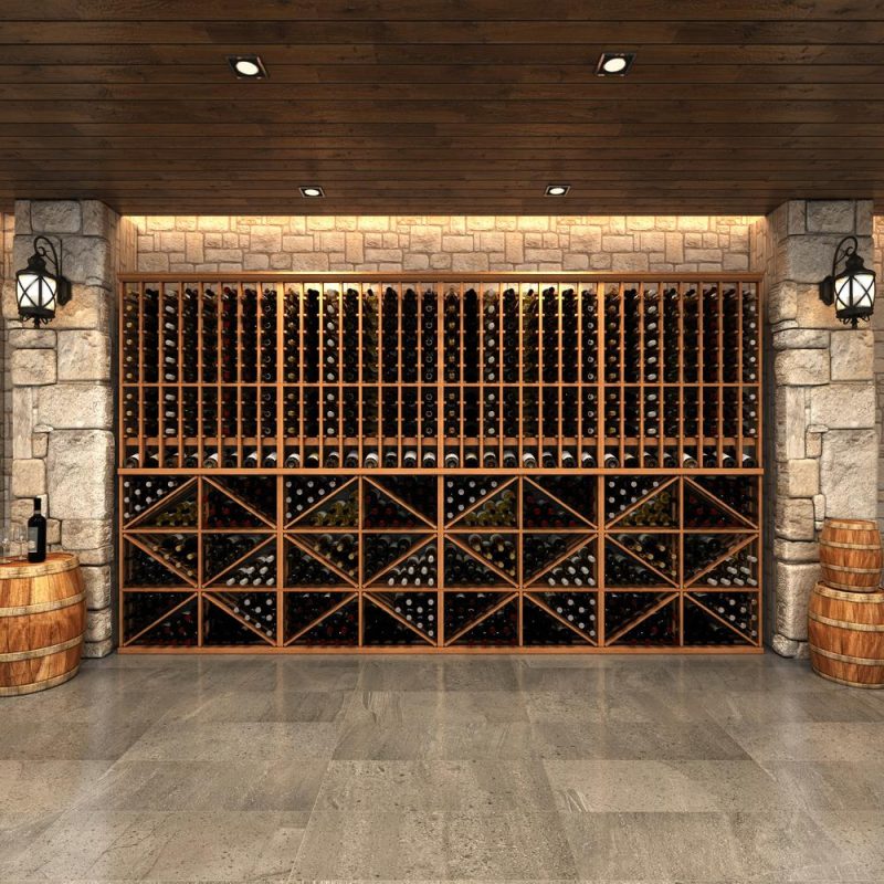 Lifestyle Image With Modular Wine Rack 8 Column Diamond Bin