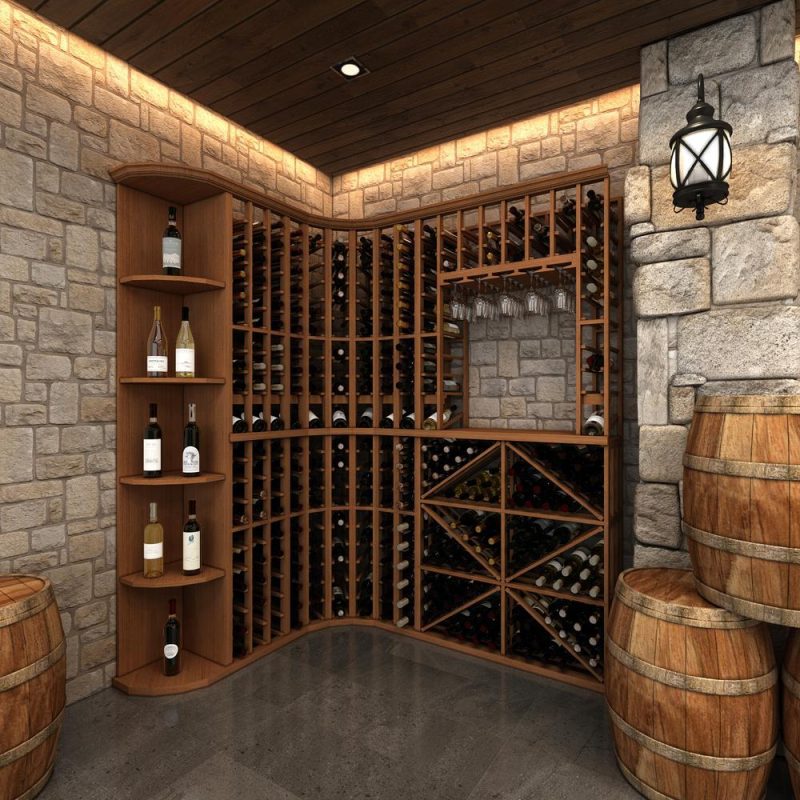 Lifestyle Image With Modular Wine Rack Curved Corner