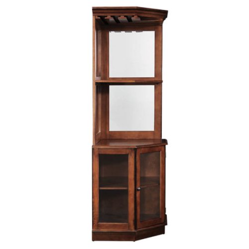 Premium Corner Bar Cabinet with Storage Space and Wine Stem Holders Chestnut 3