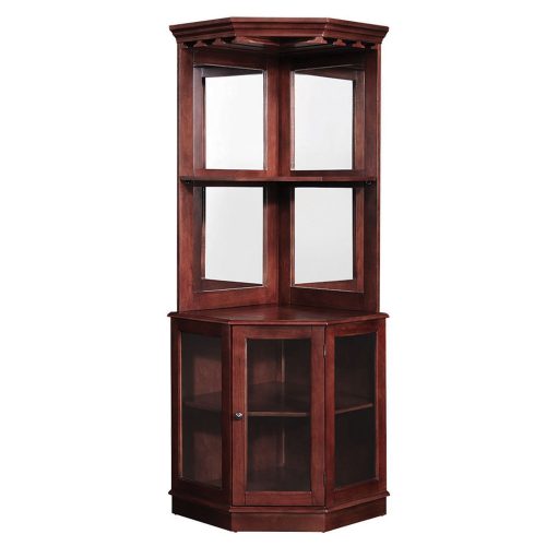 Premium Corner Bar Cabinet with Storage Space and Wine Stem Holders English Tudor 1