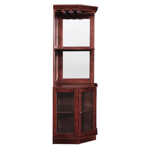 Premium Corner Bar Cabinet with Storage Space and Wine Stem Holders English Tudor 3