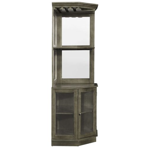 Premium Corner Bar Cabinet with Storage Space and Wine Stem Holders Slate 3