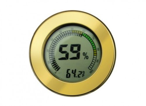 Round Digital Hygrometer (Polished Gold)