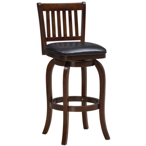 Slatted Back Wood Barstool with a Square Seat Cappucccino