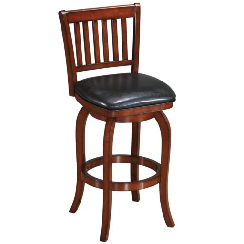 Slatted Back Wood Barstool with a Square Seat Chestnut