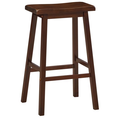 Solid Wood Backless Barstool with a Saddle Seat Cappuccino