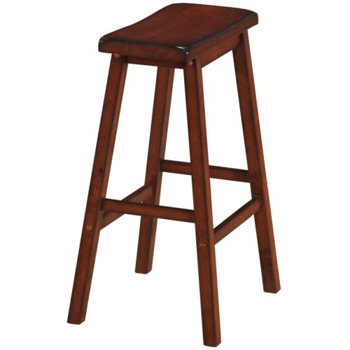 Solid Wood Backless Barstool with a Saddle Seat Chestnut