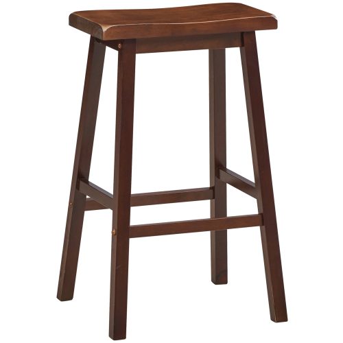 Solid Wood Backless Barstool with a Saddle Seat English Tudor