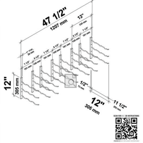 VingateView W Series Over the Couch Wine Rack Kit Layout