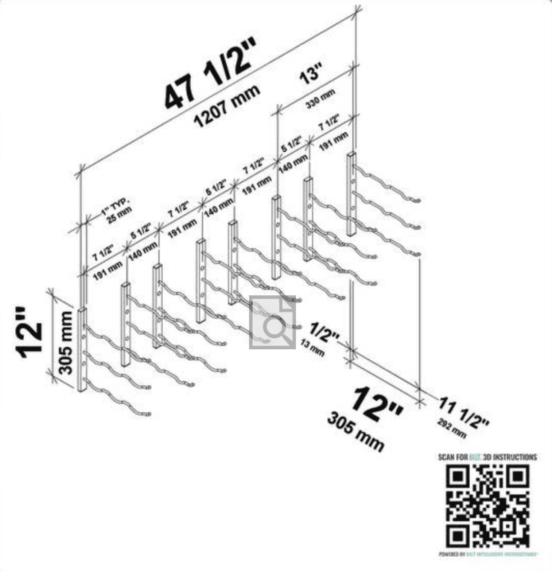 VingateView W Series Over the Couch Wine Rack Kit Layout