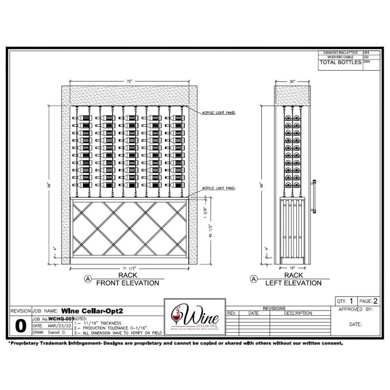 VinoStor Wine Display 284 bottles CAD elevation