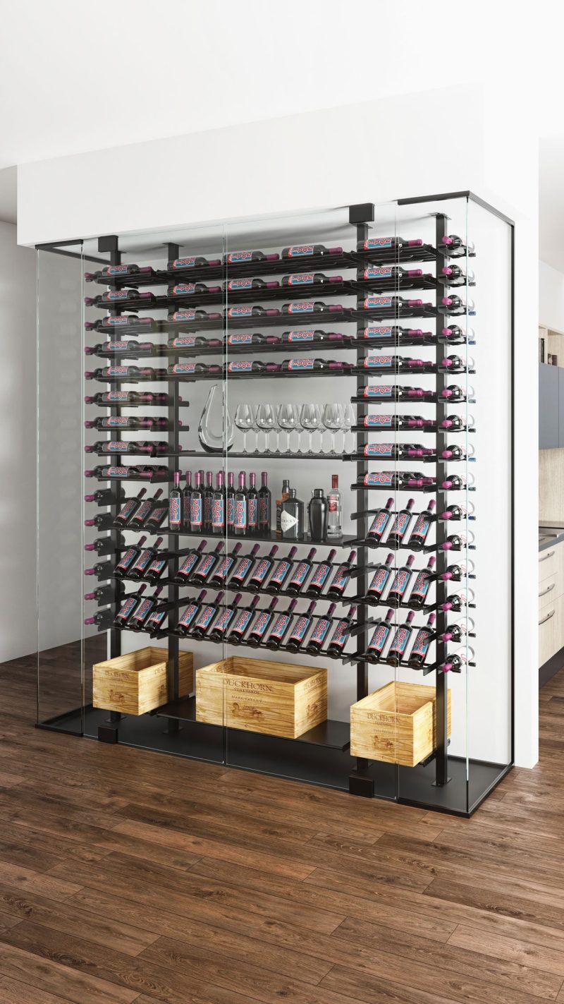 VintageView Evolution Low Profile Post Kit 10 1C ultra slim floor to ceiling wine rack system Example 2