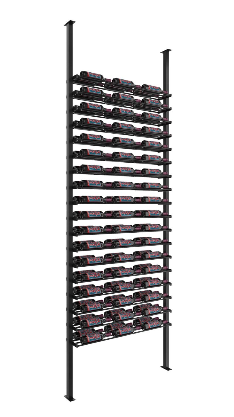 VintageView Evolution Low Profile Post Kit 10 3C ultra slim floor to ceiling wine rack system Double Matte Black