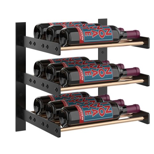 VintageView Evolution Wine Wall 15 1C Wall Mounted Wine Rack System 9 Bottles Matte Black Golden Bronze