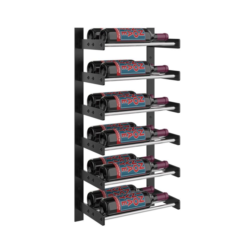 VintageView Evolution Wine Wall 30 1C Wall Mounted Wine Rack System 12 Bottles Matte Black Chrome