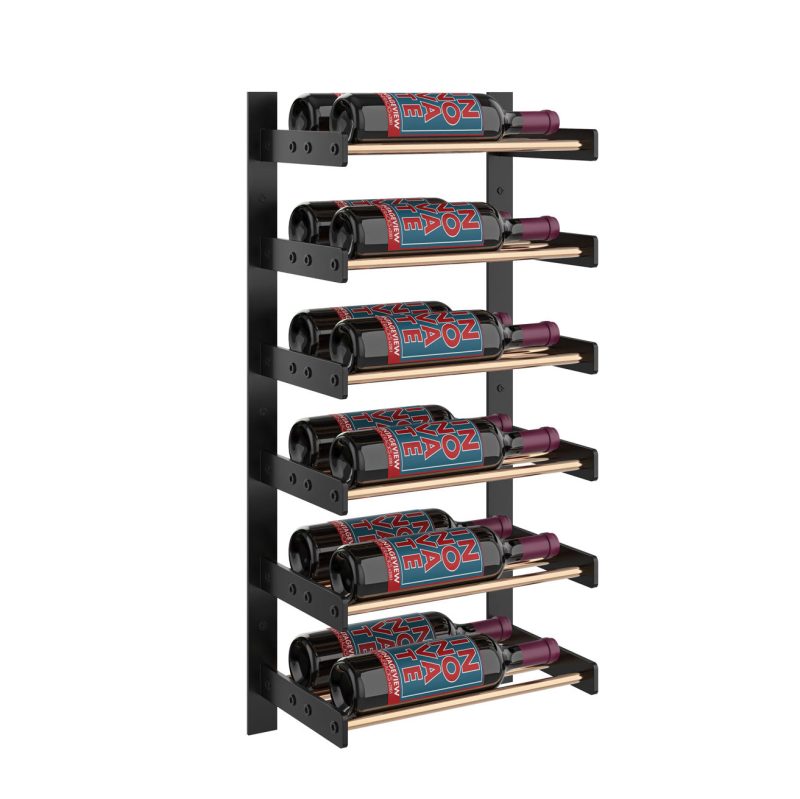 VintageView Evolution Wine Wall 30 1C Wall Mounted Wine Rack System 12 Bottles Matte Black Golden Bronze