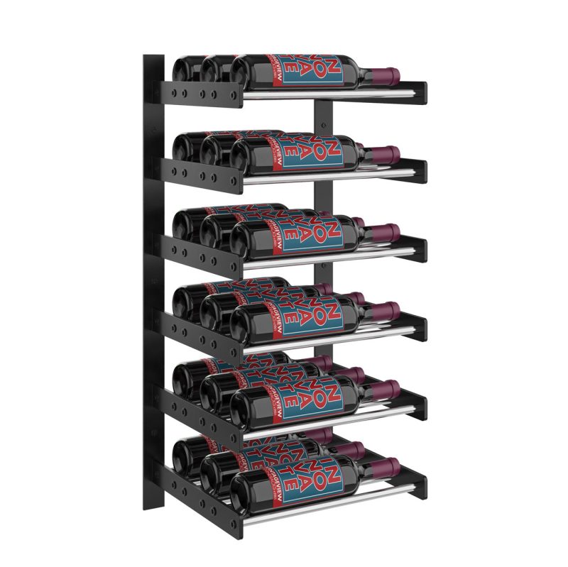 VintageView Evolution Wine Wall 30 1C Wall Mounted Wine Rack System 18 Bottles Matte Black Chrome