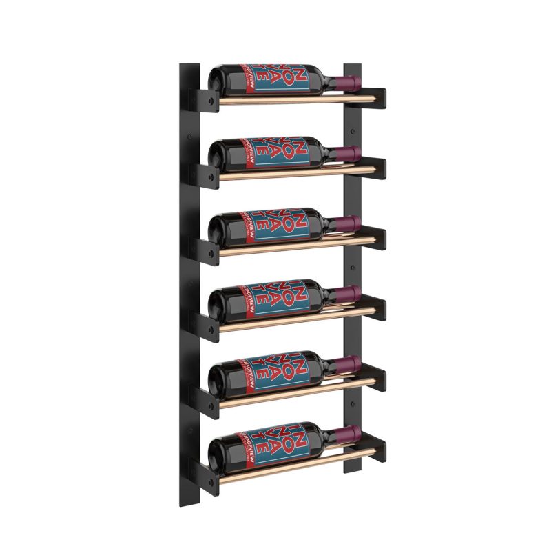 VintageView Evolution Wine Wall 30 1C Wall Mounted Wine Rack System 6 Bottles Matte Black Golden Bronze