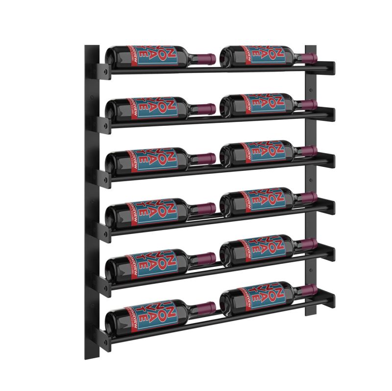 VintageView Evolution Wine Wall 30 2C Wall Mounted Wine Rack System 12 Bottles Matte Black