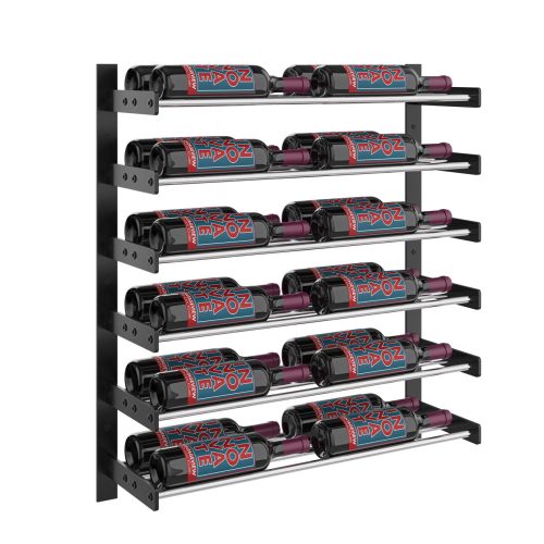 VintageView Evolution Wine Wall 30 2C Wall Mounted Wine Rack System 24 Bottles Matte Black Chrome